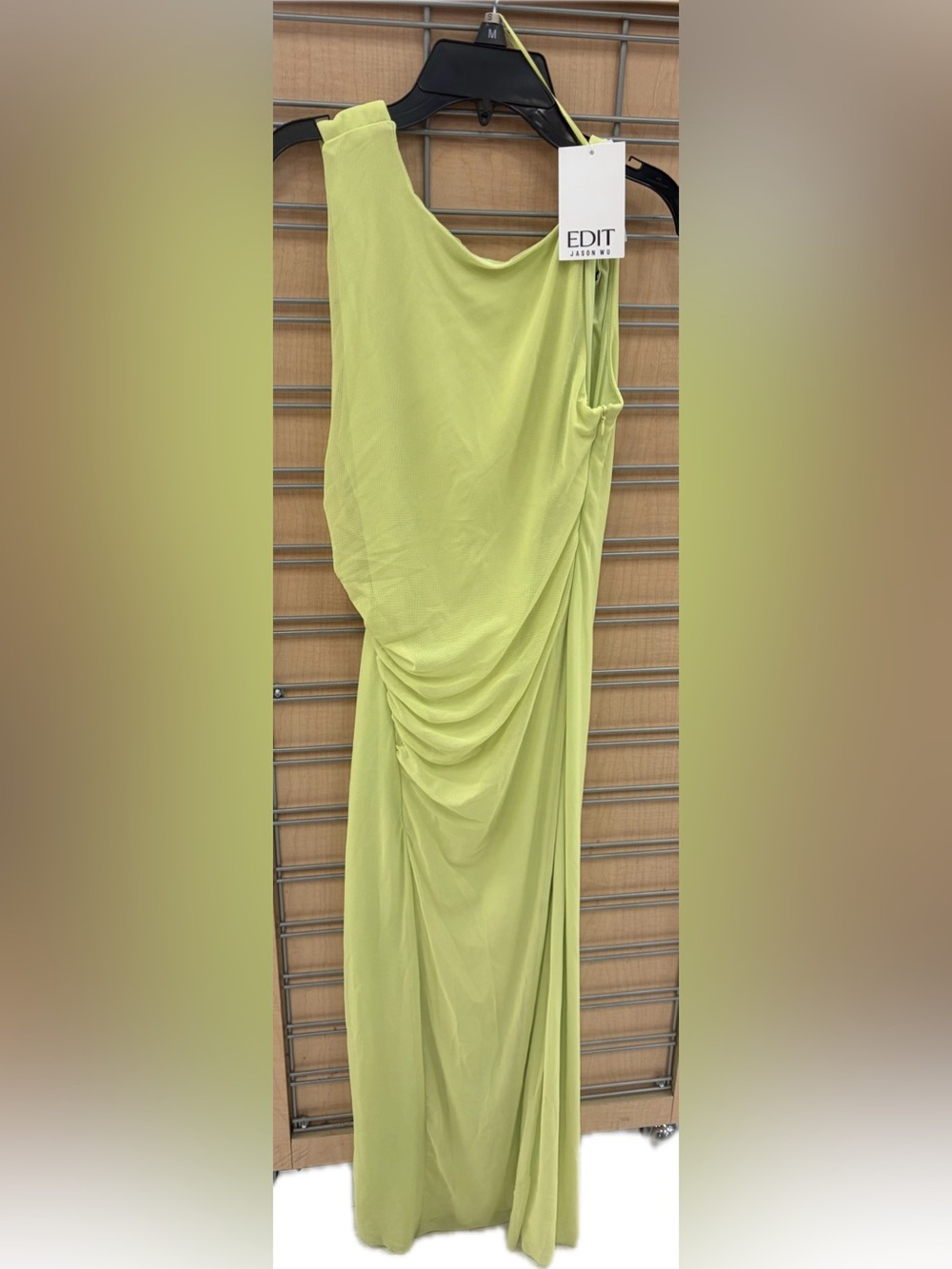 Edit by Jason Wu Lime Green Draped One-Shoulder Evening Dress